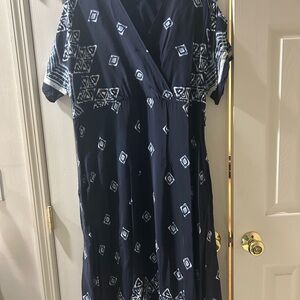 Chico's Navy and White Geometric Maxi Dress